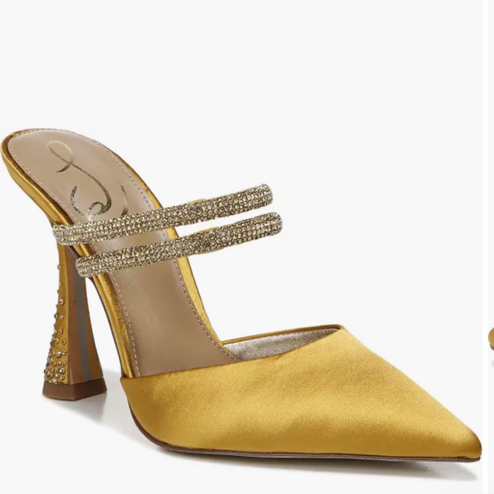 Sam Edelman sz 12 Augusta Mule Heel - Mustard Yellow + crystal bling